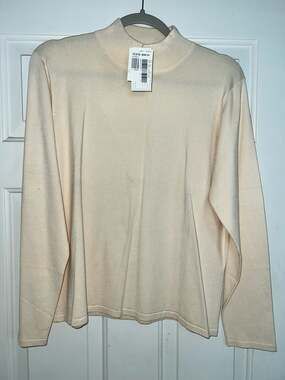 Pendleton silk blend Cream Long Sleeve Mock Neck sweater  - size XL